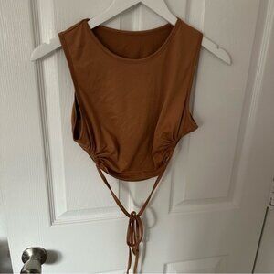Brown Tie Back Crop Top